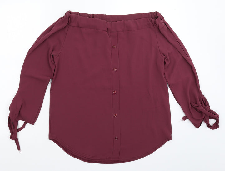 Boohoo Womens Purple Basic Blouse Size 10