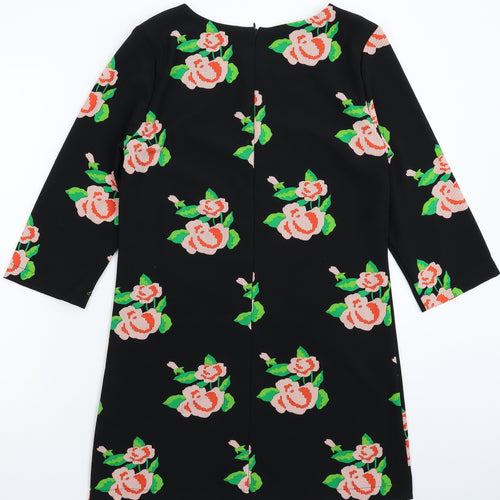 Boohoo Womens Black Floral  Mini  Size 12