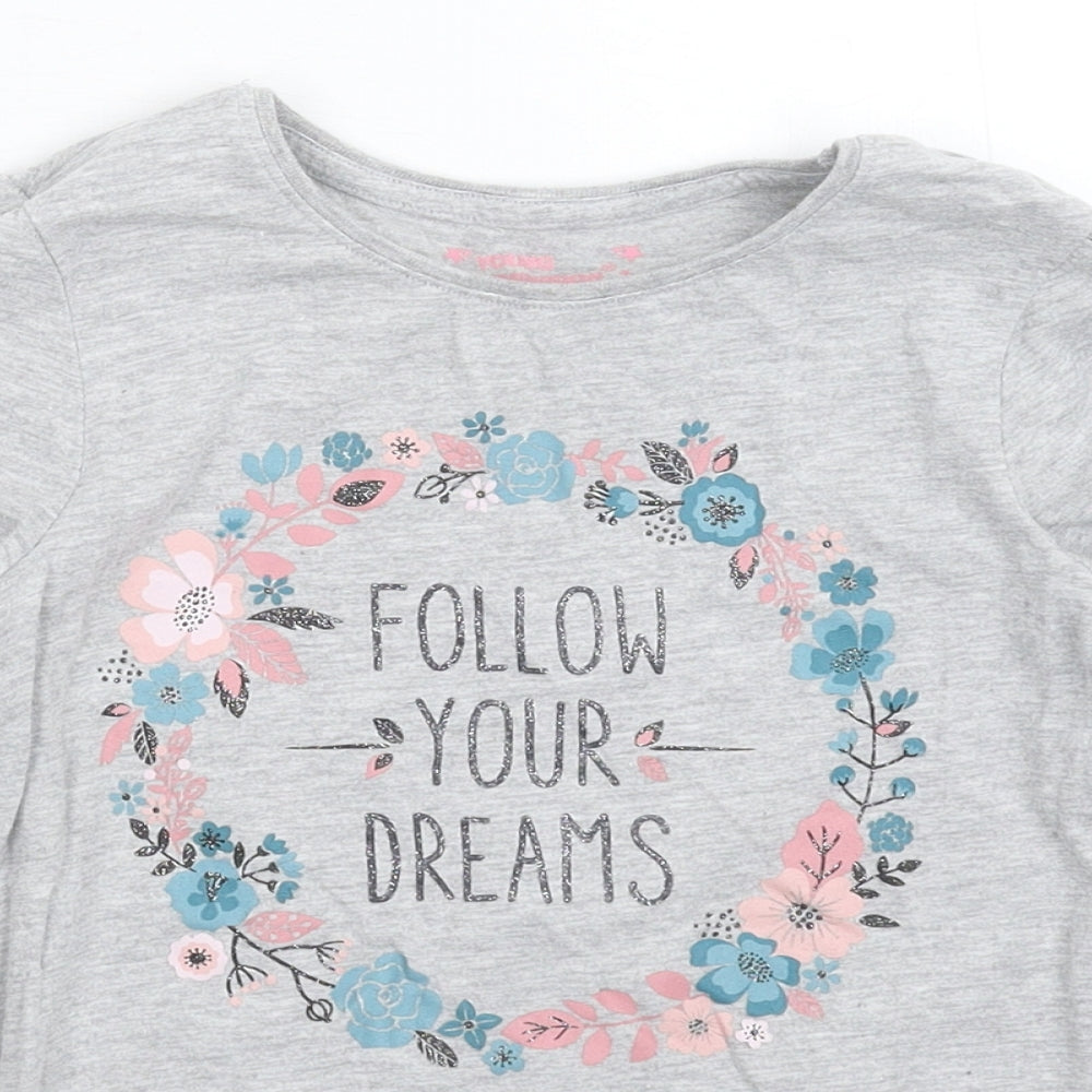 Young Dimension Girls Grey   Basic T-Shirt Size 6-7 Years