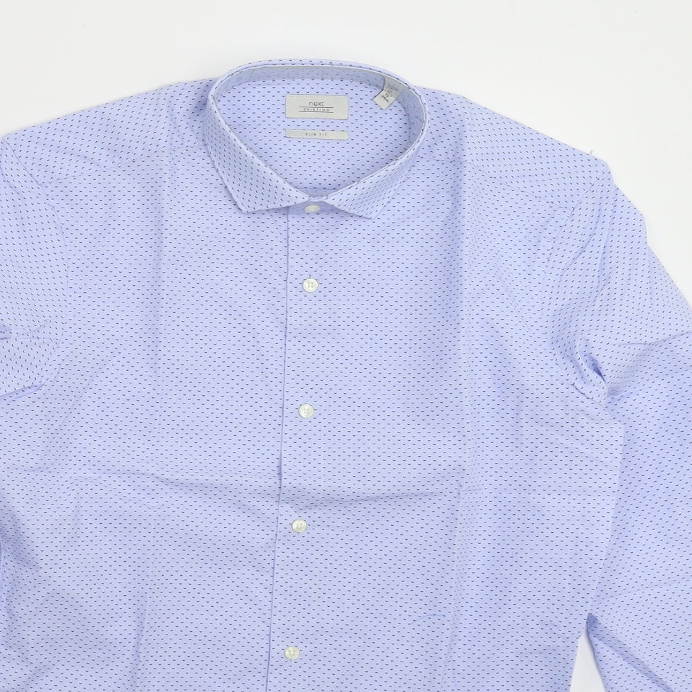 NEXT Mens Blue Spotted   Dress Shirt Size 15