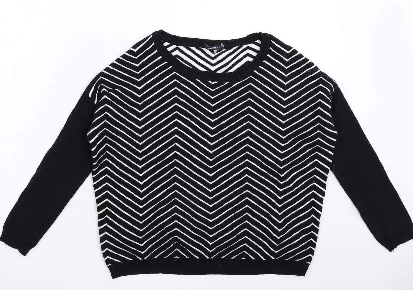 Promod Womens Black Striped Knit Pullover Jumper Size XS  - Oversized