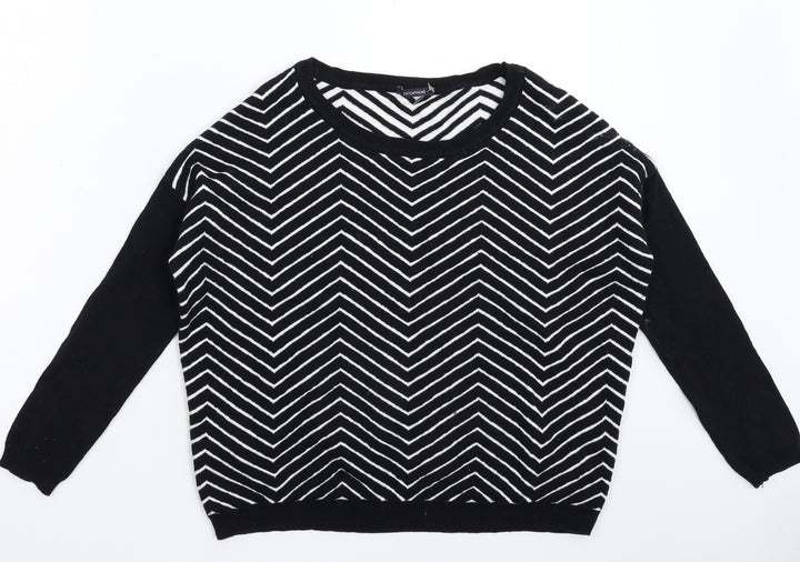 Promod Womens Black Striped Knit Pullover Jumper Size XS  - Oversized