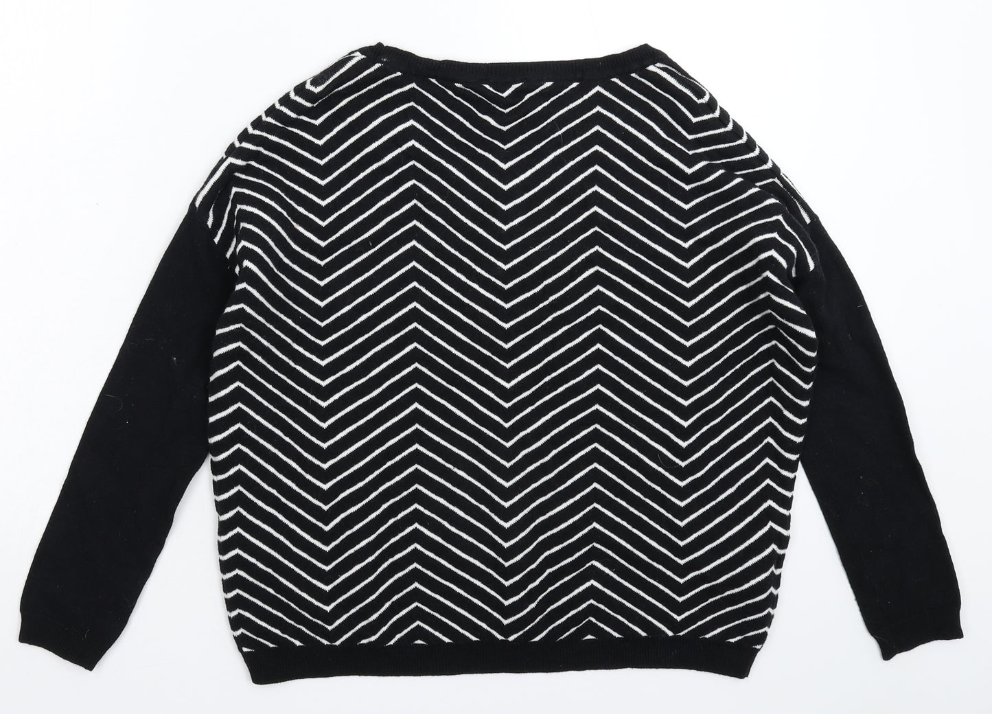 Promod Womens Black Striped Knit Pullover Jumper Size XS  - Oversized