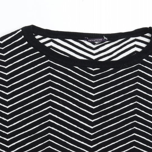 Promod Womens Black Striped Knit Pullover Jumper Size XS  - Oversized