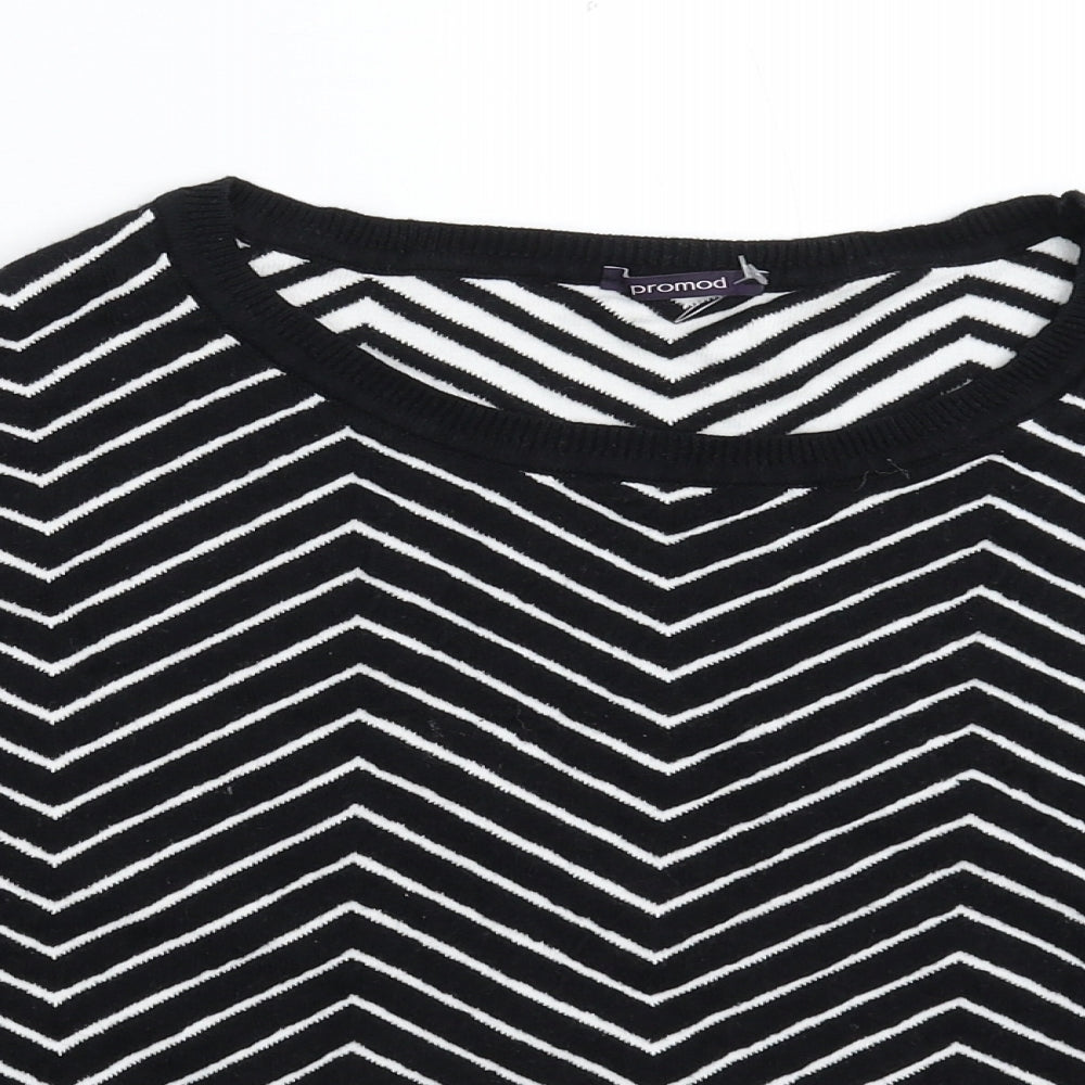 Promod Womens Black Striped Knit Pullover Jumper Size XS  - Oversized