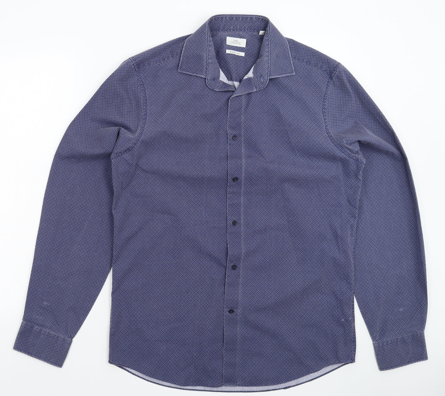 NEXT Mens Blue Spotted   Dress Shirt Size 15.5