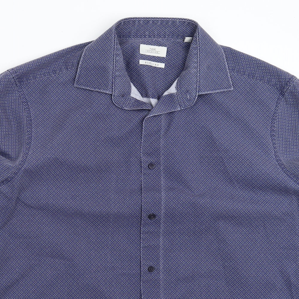 NEXT Mens Blue Spotted   Dress Shirt Size 15.5