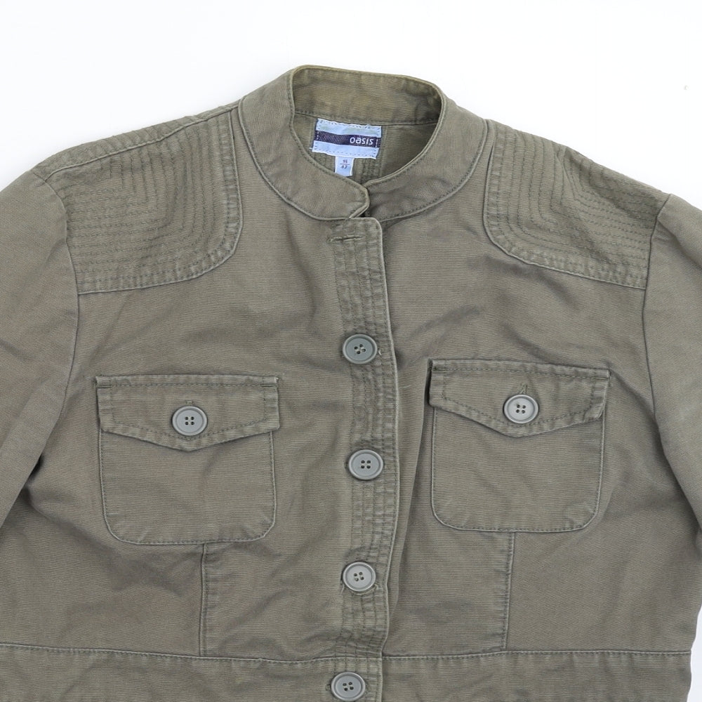 Oasis Womens Green  Denim Jacket Blazer Size 16