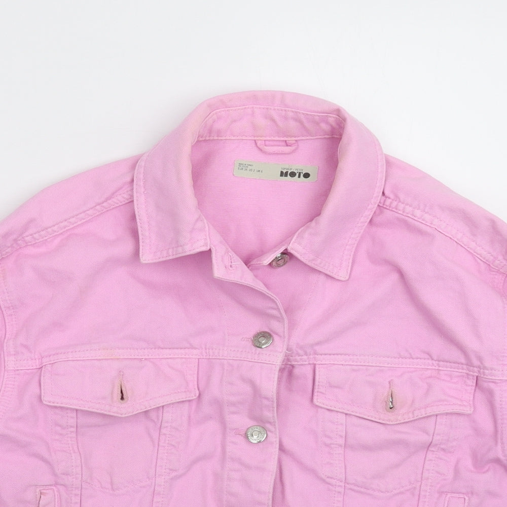 Topshop Womens Pink  Denim Jacket  Size 16