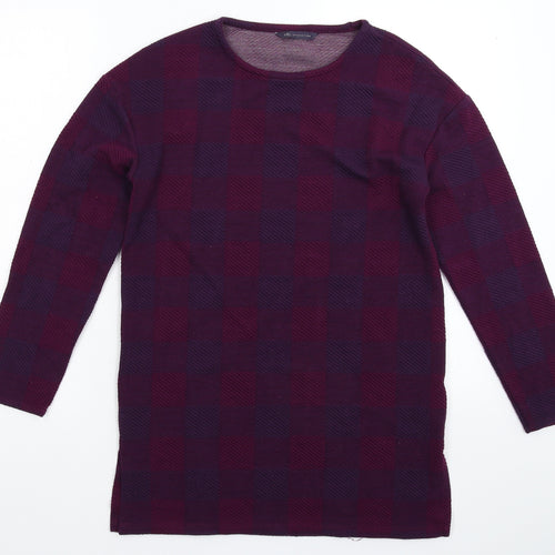 Marks and Spencer Womens Purple Check  Pullover Sweatshirt Size M