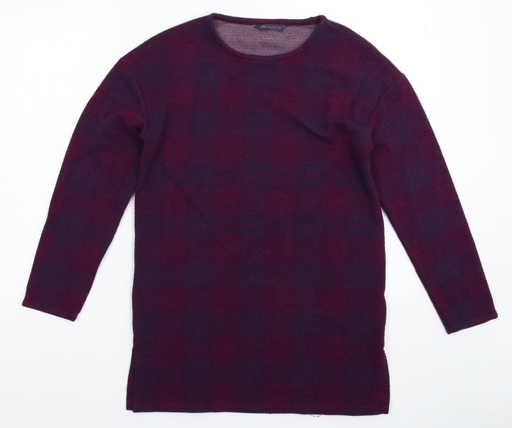 Marks and Spencer Womens Purple Check  Pullover Sweatshirt Size M