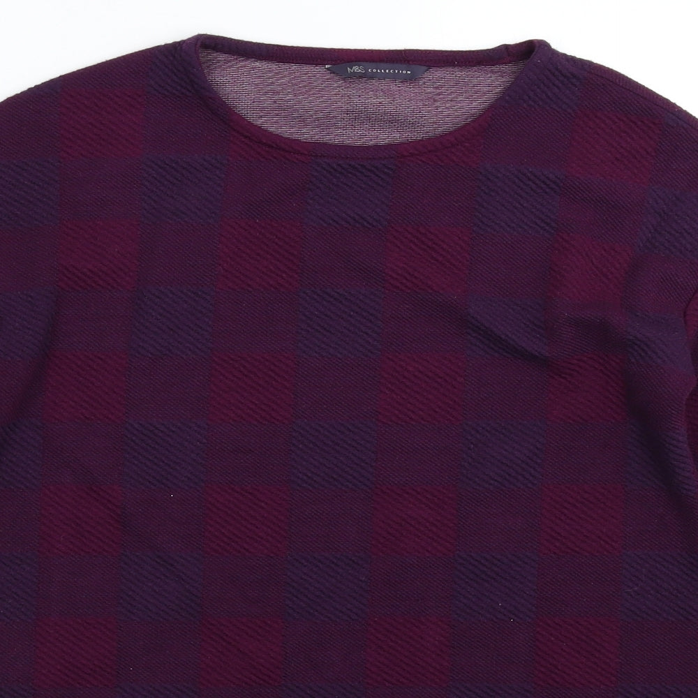 Marks and Spencer Womens Purple Check  Pullover Sweatshirt Size M