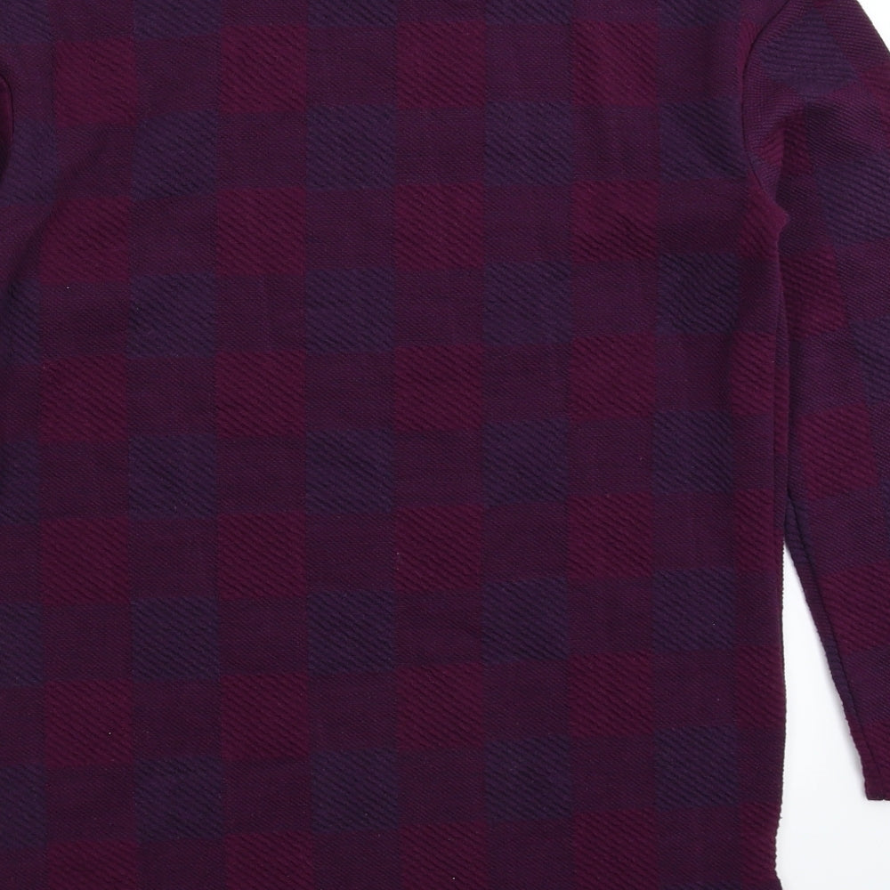Marks and Spencer Womens Purple Check  Pullover Sweatshirt Size M