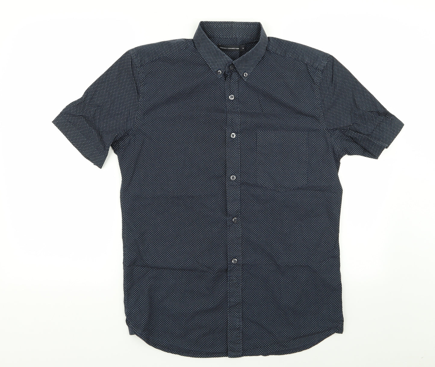 French Connection Mens Blue Polka Dot   Button-Up Size S