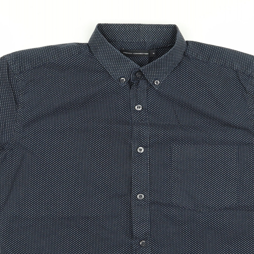 French Connection Mens Blue Polka Dot   Button-Up Size S