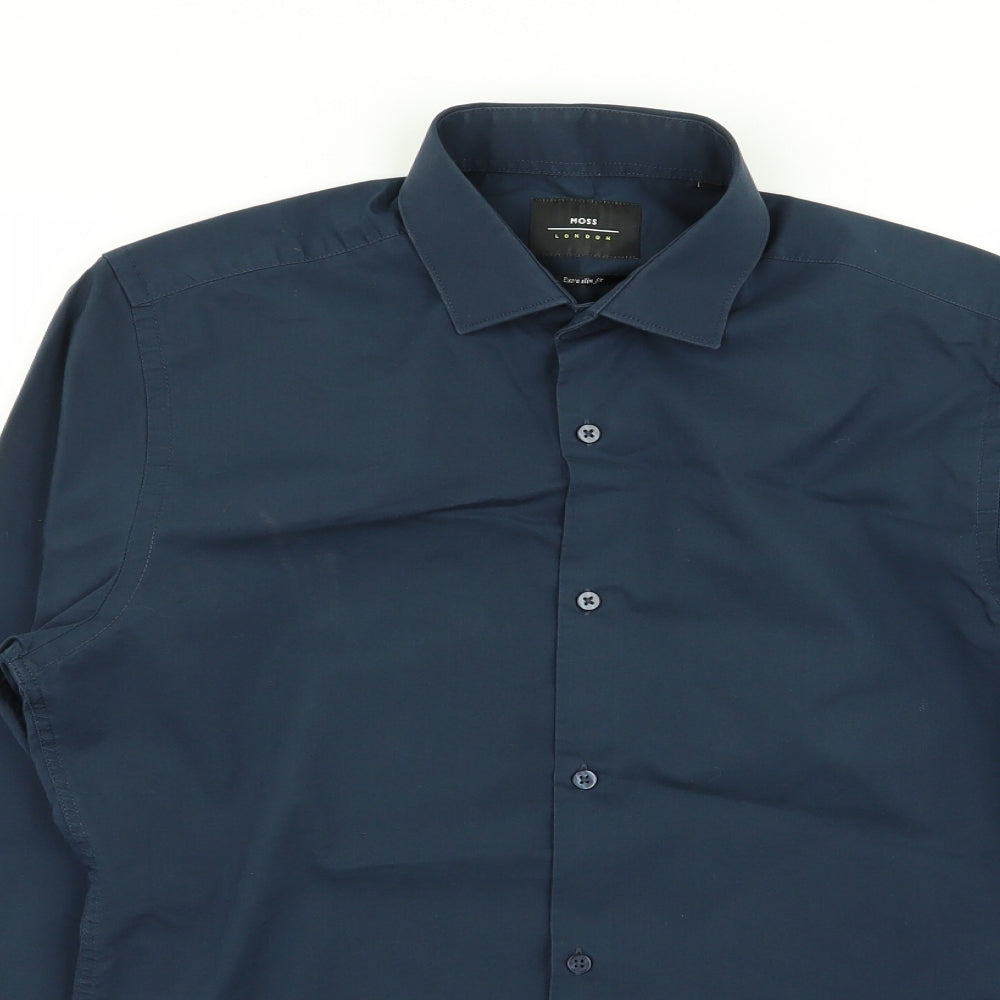 moss Mens Blue    Dress Shirt Size 14.5