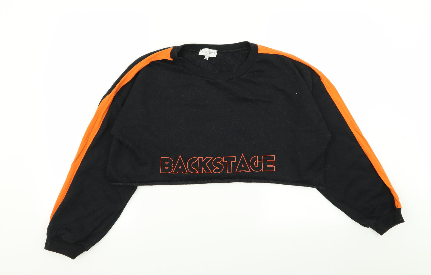 In the Style Womens Black   Pullover Jumper Size L  - crop jumper