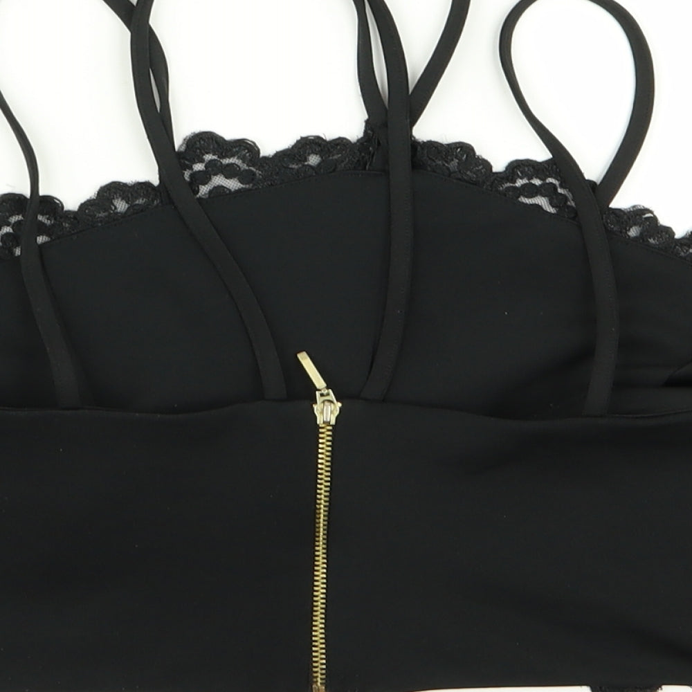 River Island Womens Black Geometric  Basic Tank Size 16  - crop top