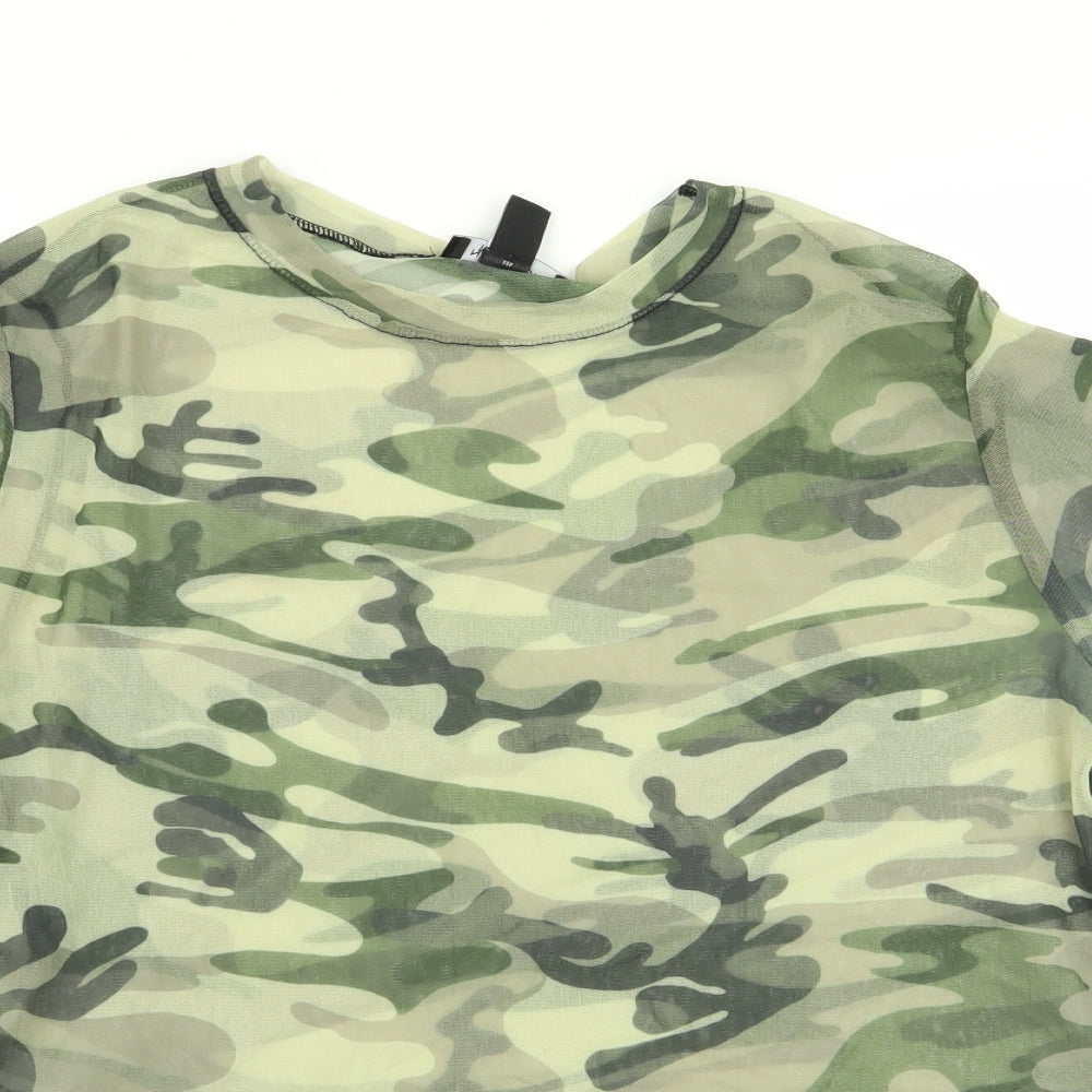 New Look Womens Green Camouflage  Basic T-Shirt Size 16
