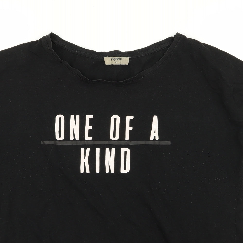 Papaya Womens Black   Basic T-Shirt Size 16