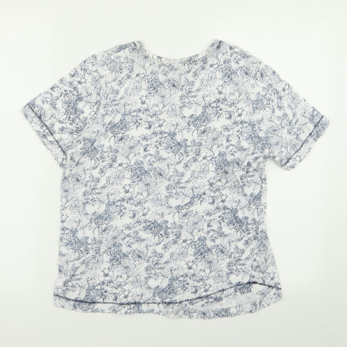 Matalan Womens White Geometric  Top Pyjama Top Size S