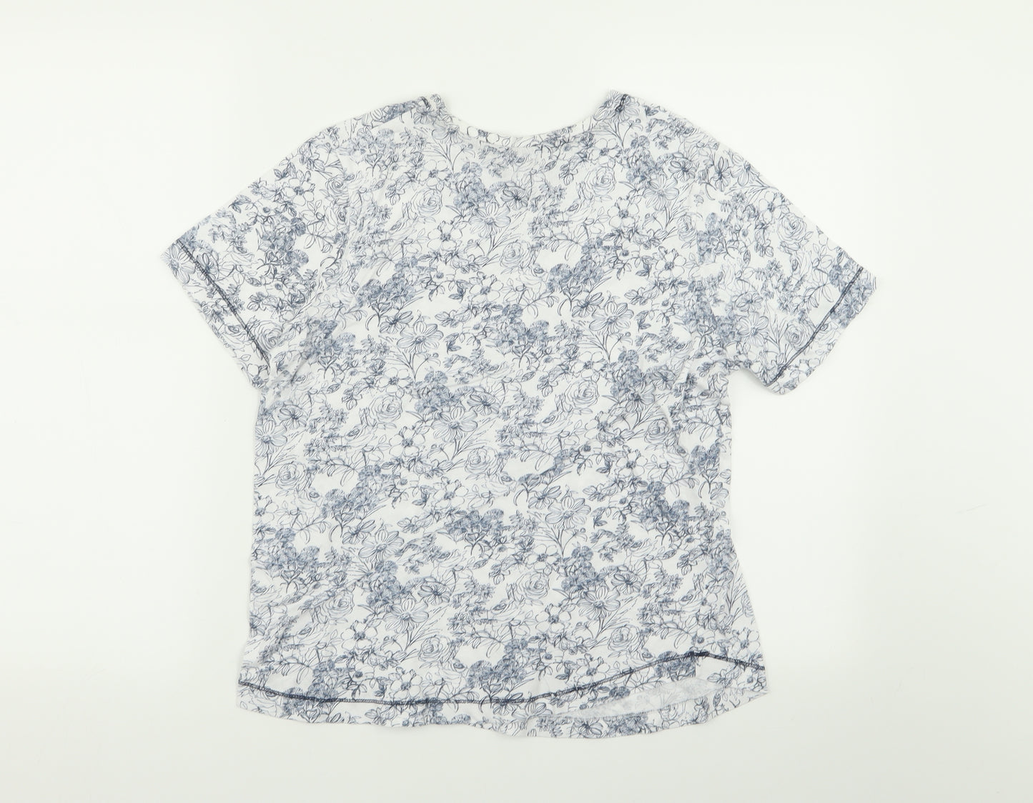 Matalan Womens White Geometric  Top Pyjama Top Size S