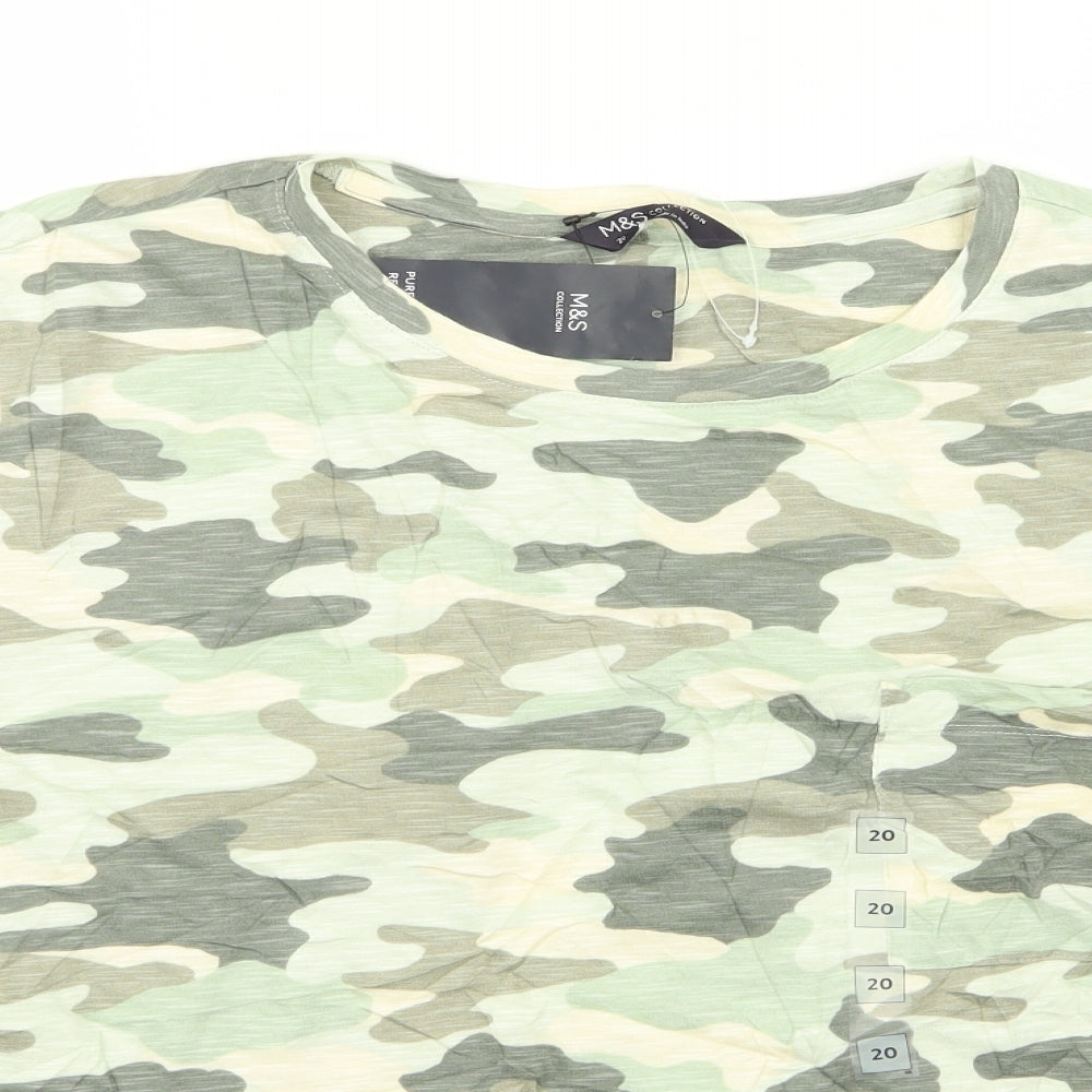 M&S Womens Multicoloured Camouflage  Basic T-Shirt Size 20