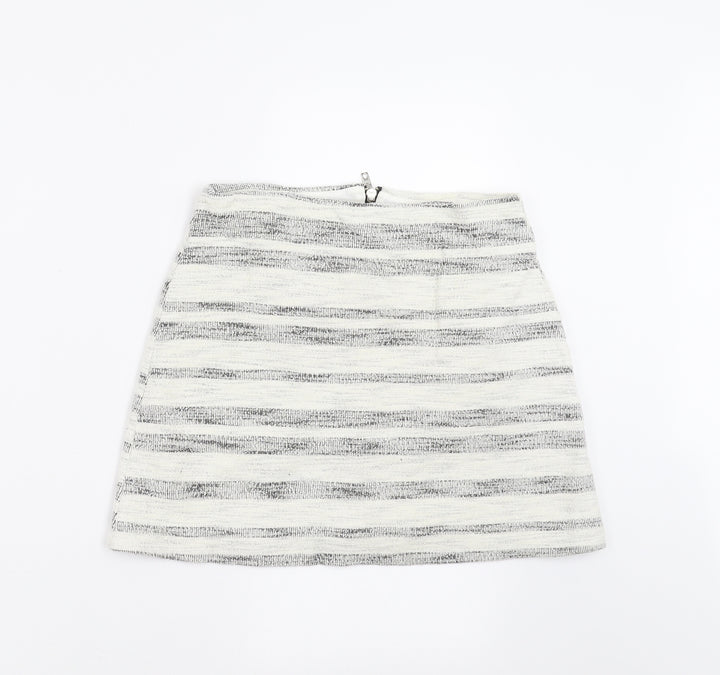 Topshop Womens Ivory Striped  A-Line Skirt Size 10