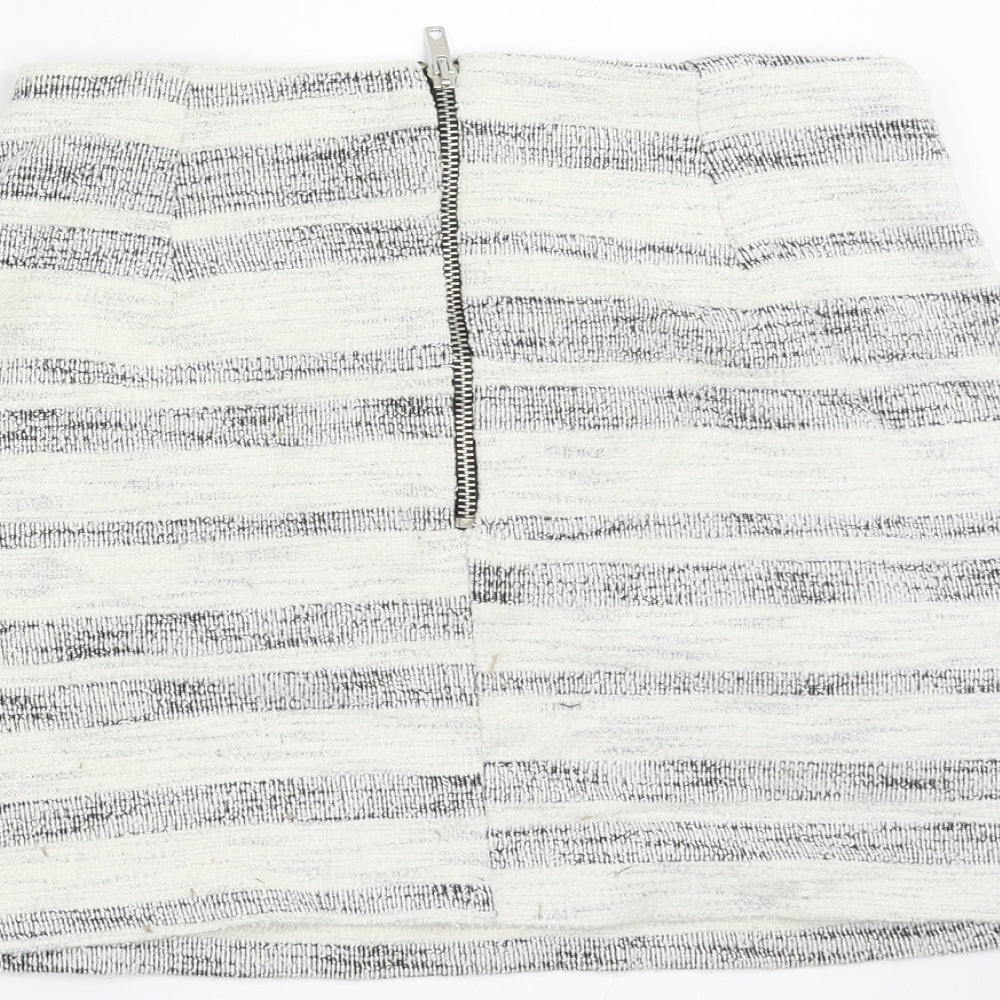 Topshop Womens Ivory Striped  A-Line Skirt Size 10