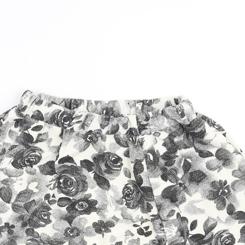 Primark Womens Ivory Floral  A-Line Skirt Size 6