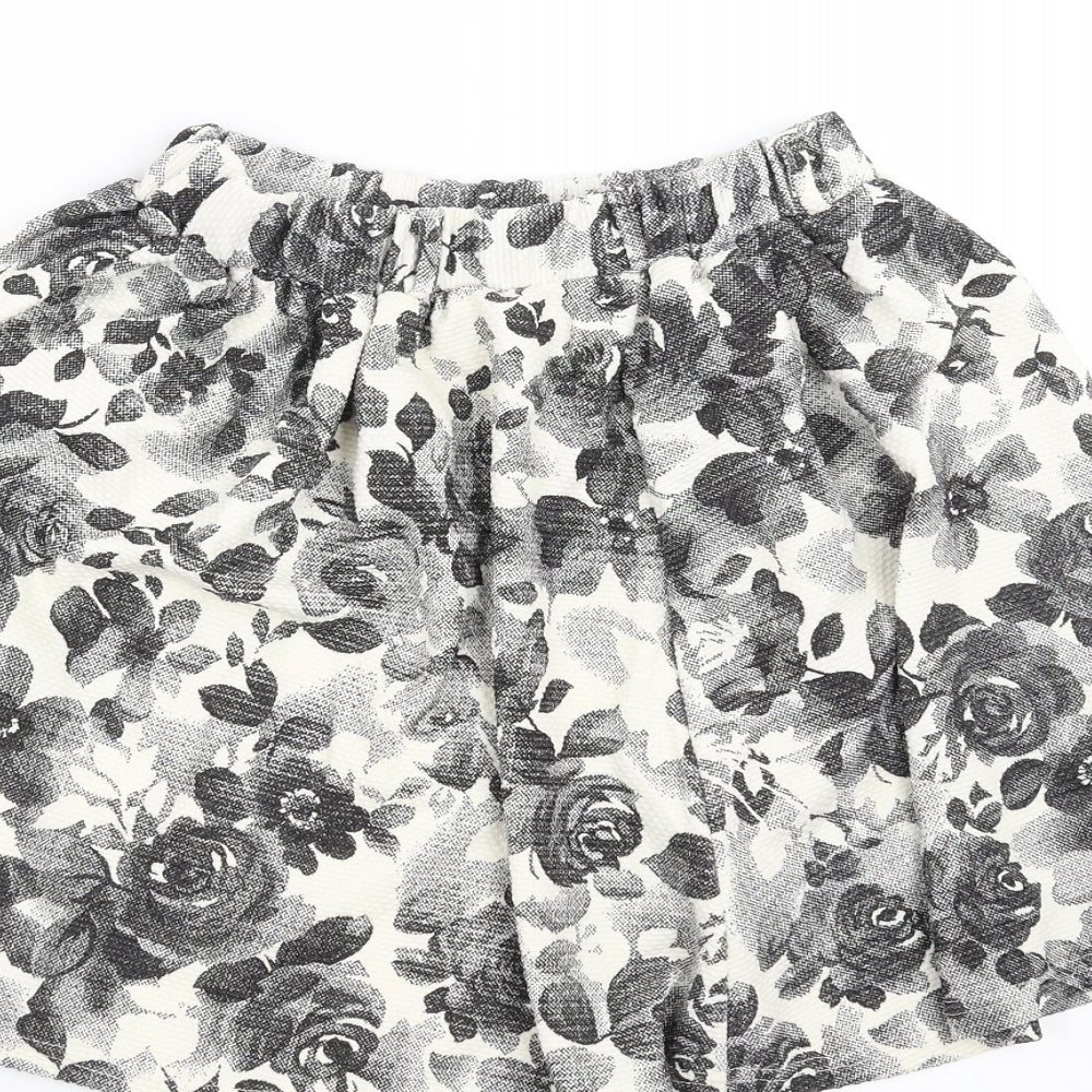 Primark Womens Ivory Floral  A-Line Skirt Size 6