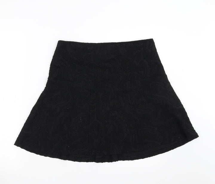 Promod Womens Black Geometric A-Line Skirt Size 32 in