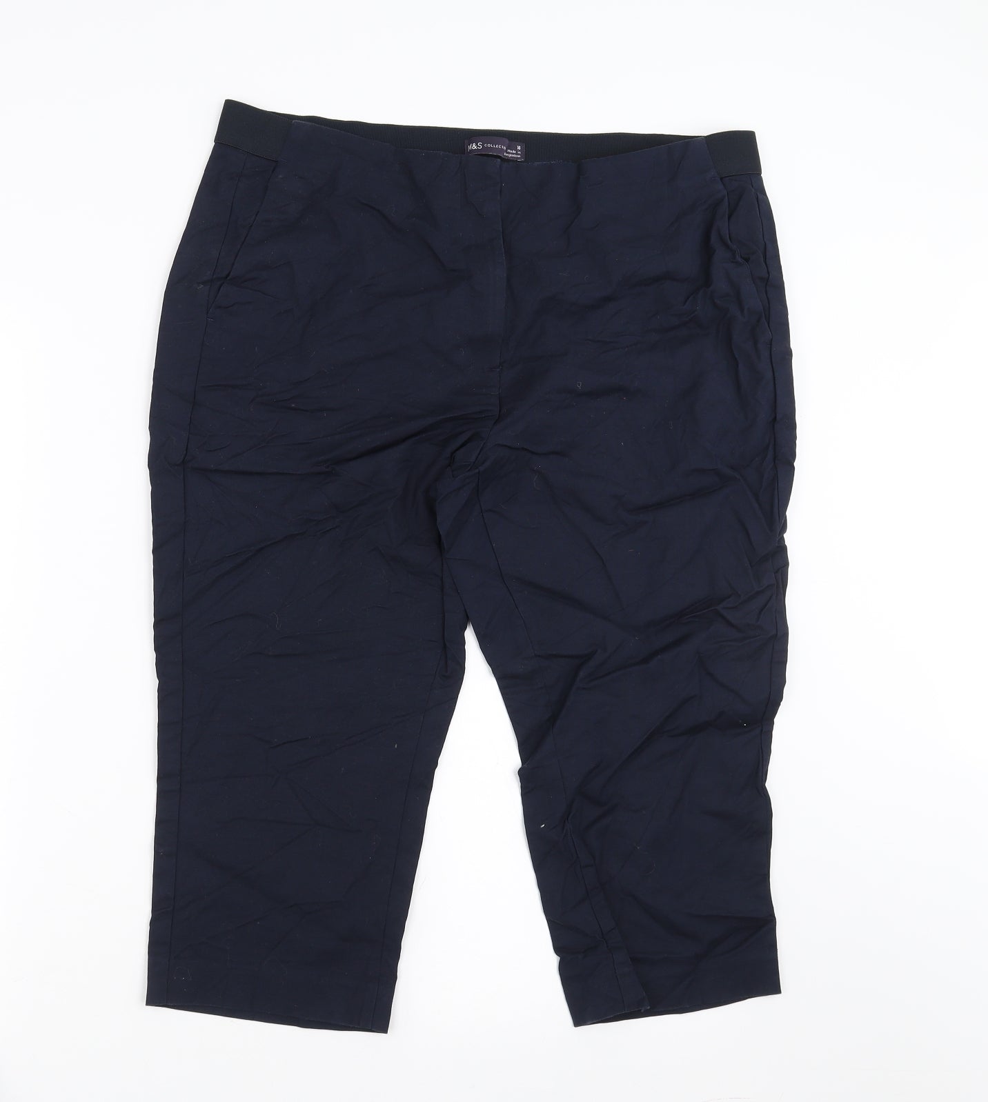 Marks and Spencer Womens Blue   Cropped Trousers Size 16 L20 in