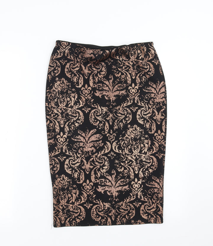 New Look Womens Black Geometric  Straight & Pencil Skirt Size 10