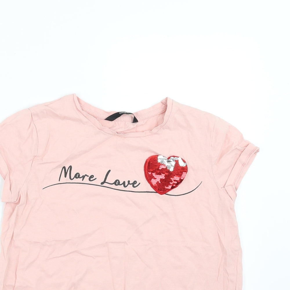 George Girls Pink   Basic T-Shirt Size 10-11 Years  - more love