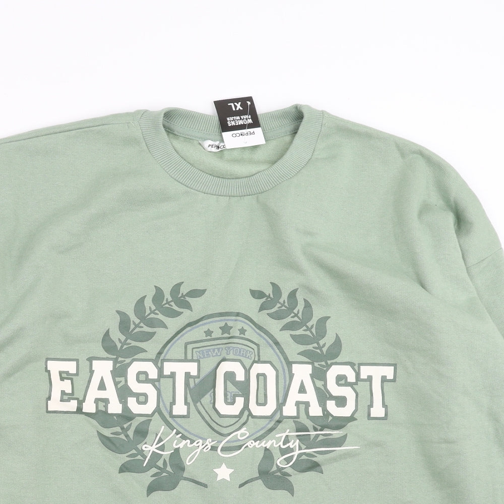 PEP&CO Womens Green   Pullover Sweatshirt Size XL  - East Coast