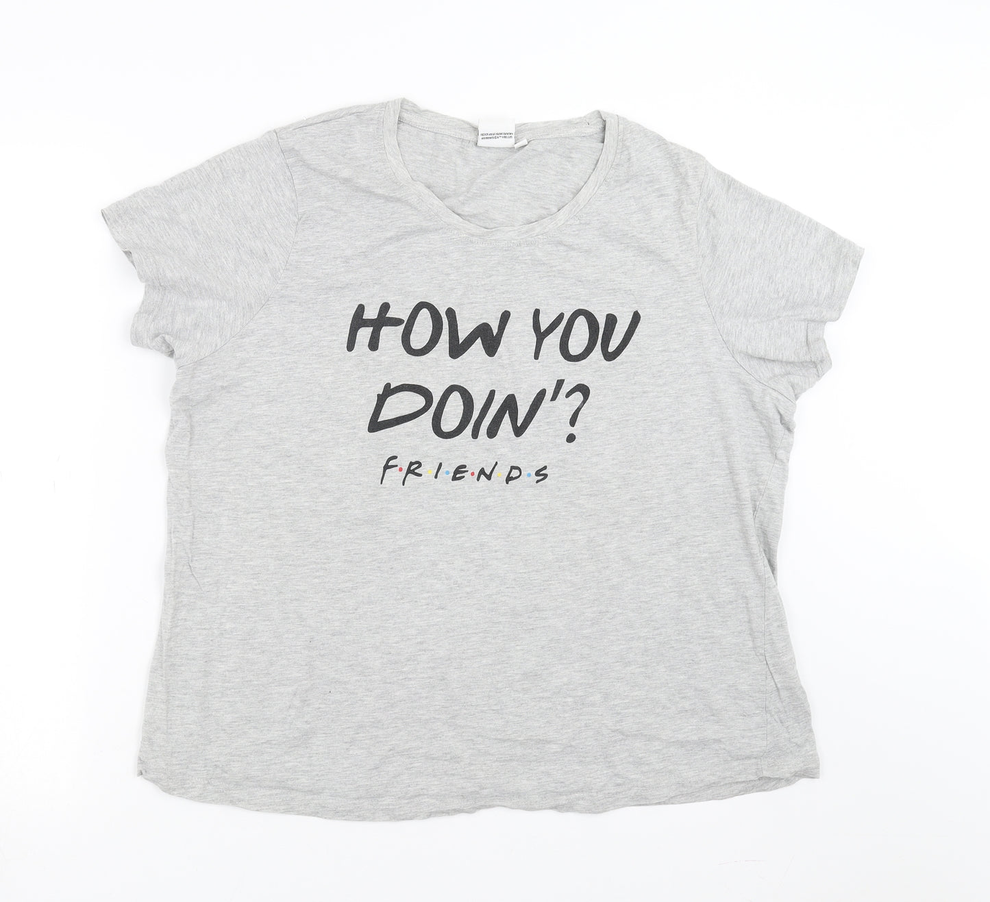 FRIENDS Womens Grey   Basic T-Shirt Size XL  - How you doin? Friends