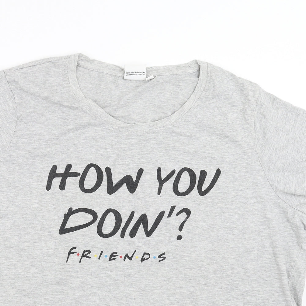 FRIENDS Womens Grey   Basic T-Shirt Size XL  - How you doin? Friends