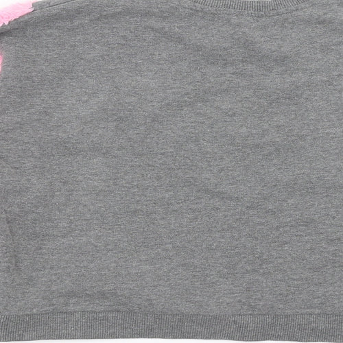 River Island Girls Grey   Pullover Sweatshirt Size 11-12 Years  - fluffy detail