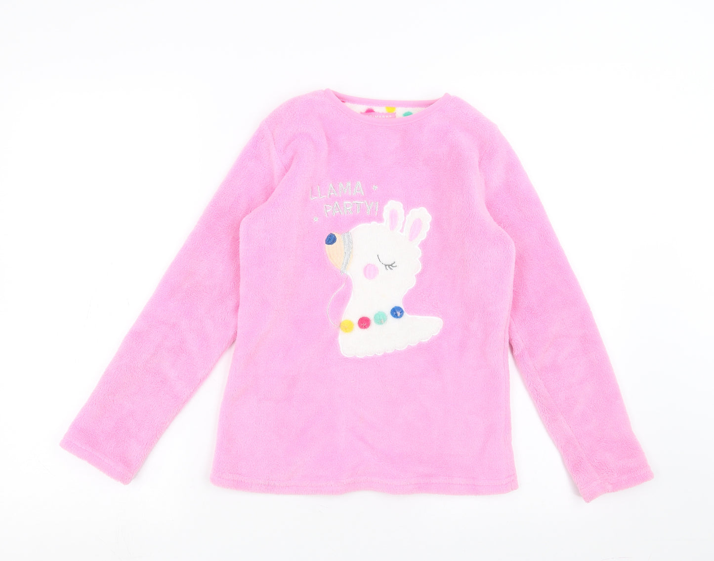 Primark Girls Pink Solid Fleece Top Pyjama Top Size 10-11 Years  - Llama