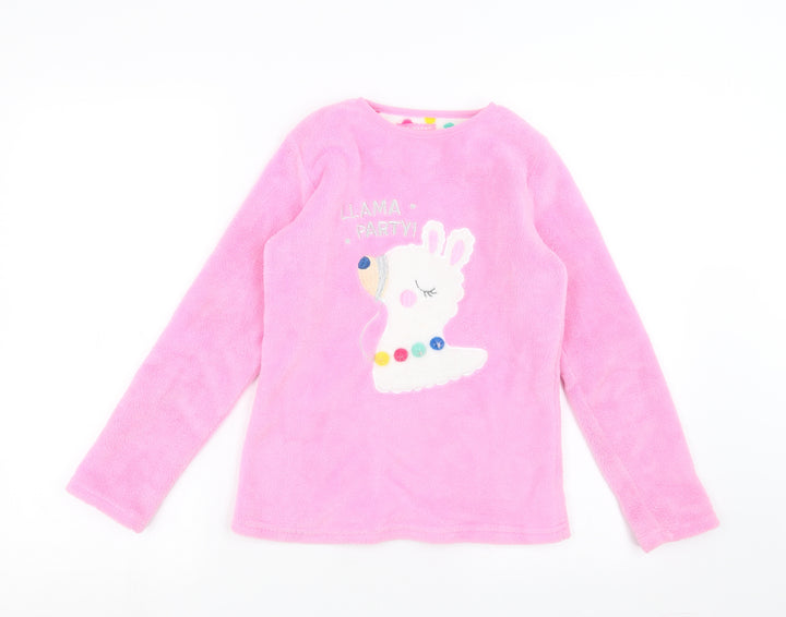 Primark Girls Pink Solid Fleece Top Pyjama Top Size 10-11 Years  - Llama