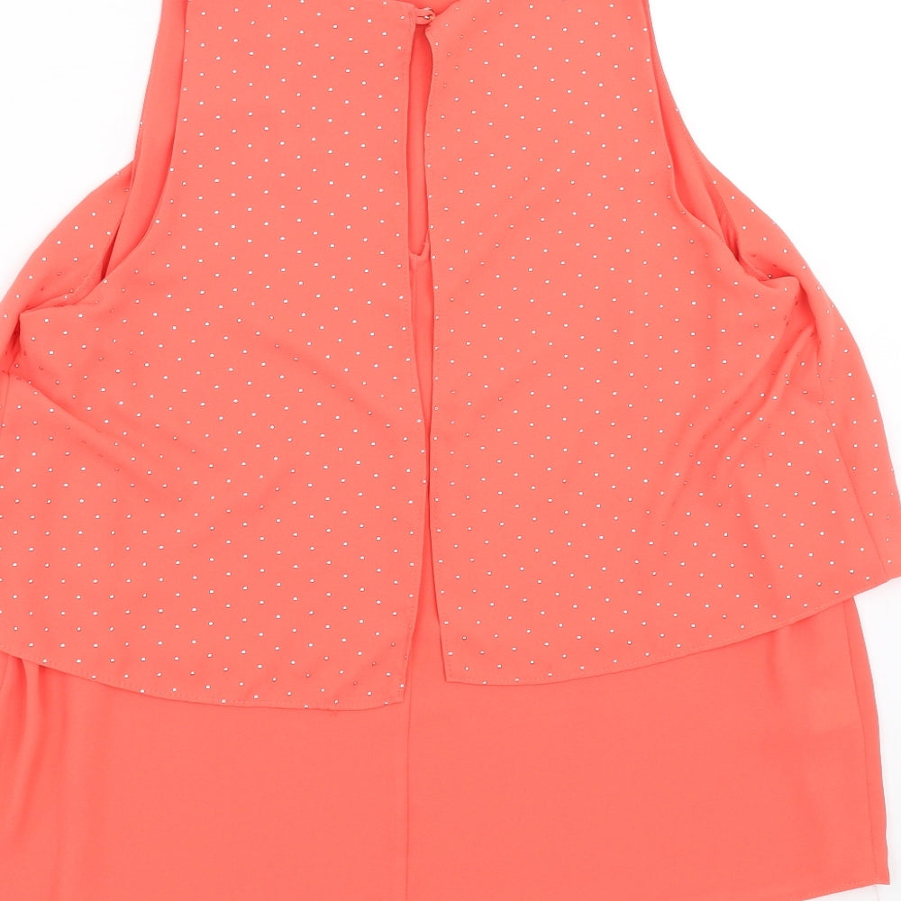 NEXT Womens Orange   Basic Blouse Size 14  - studded detail