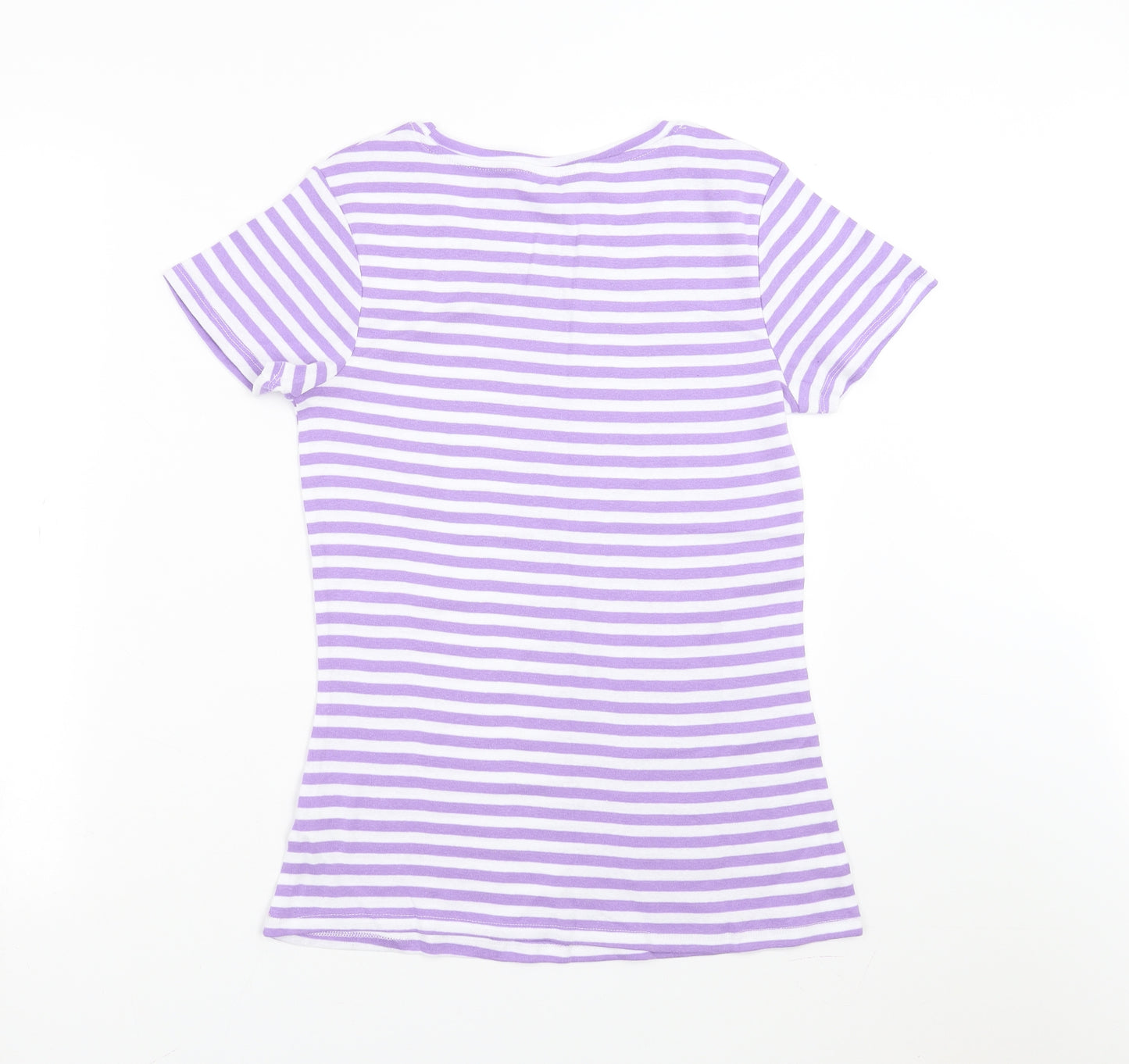 PEP&CO Womens Purple Striped  Basic T-Shirt Size M