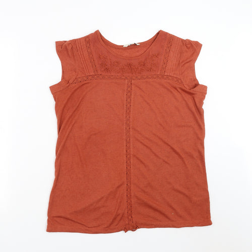 NEXT Womens Brown   Basic Blouse Size 16  - crochet detail