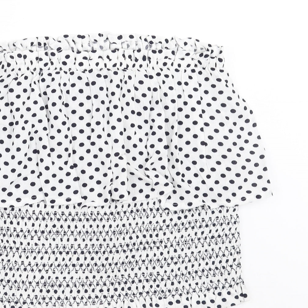 NEXT Womens White Polka Dot  Basic T-Shirt Size 12  - Beachwear