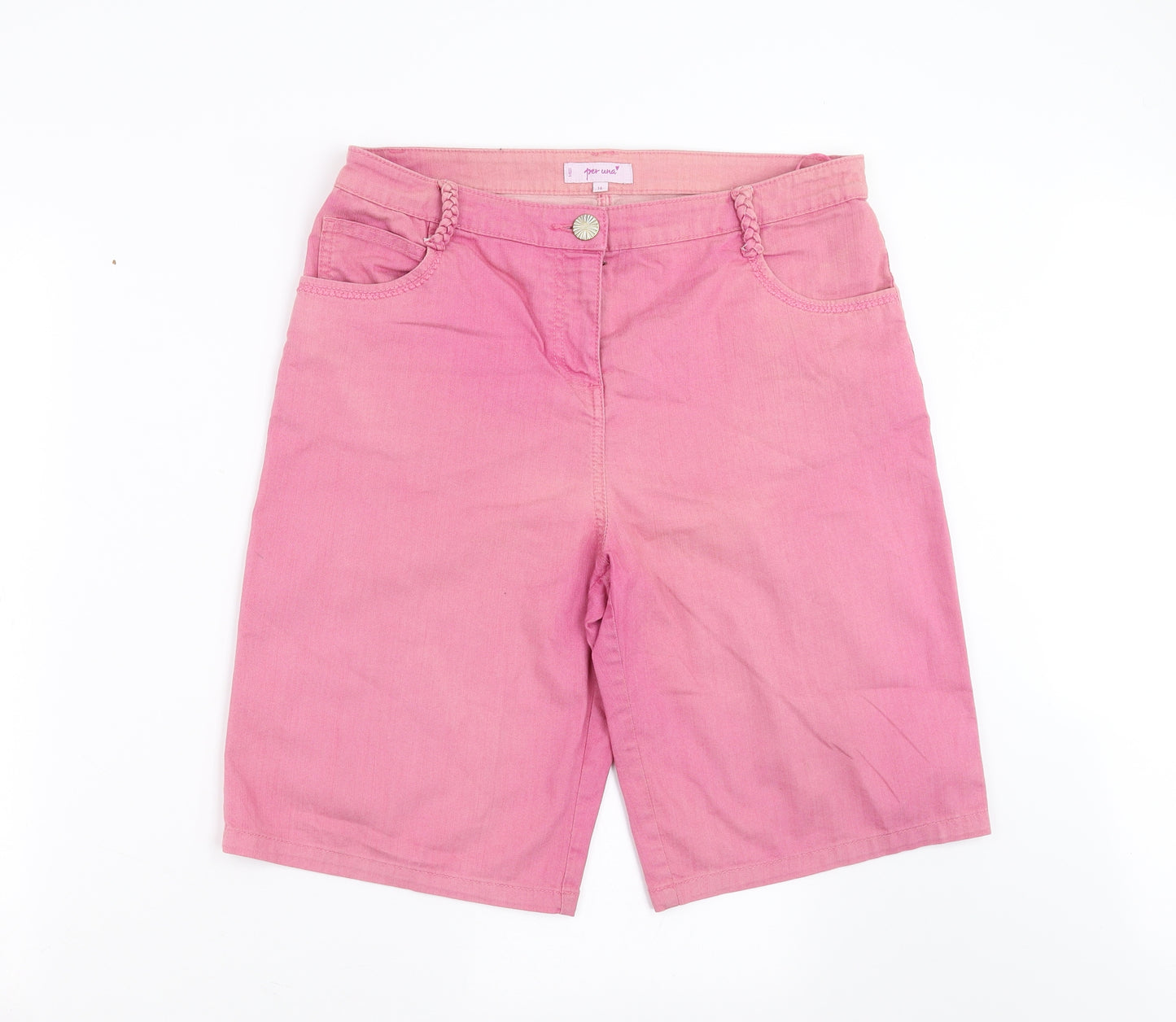 Marks and Spencer Womens Pink  Denim Bermuda Shorts Size 14