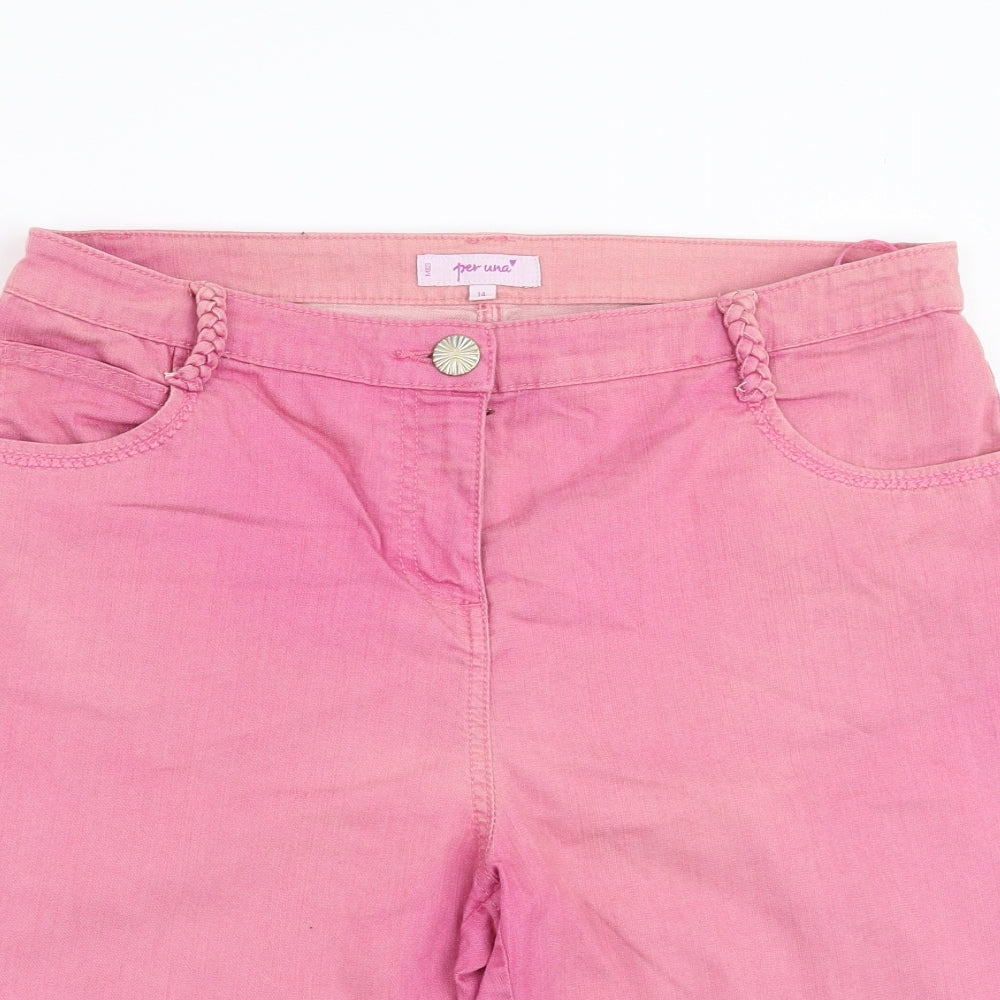 Marks and Spencer Womens Pink  Denim Bermuda Shorts Size 14