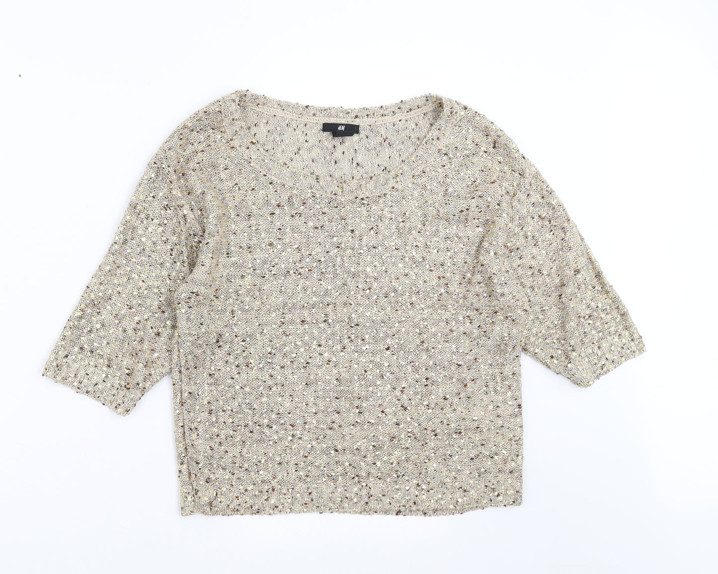 H&M Womens Beige   Pullover Jumper Size XS  - sequins