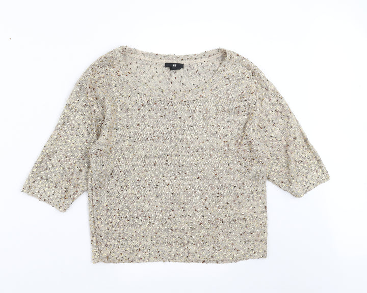 H&M Womens Beige   Pullover Jumper Size XS  - sequins