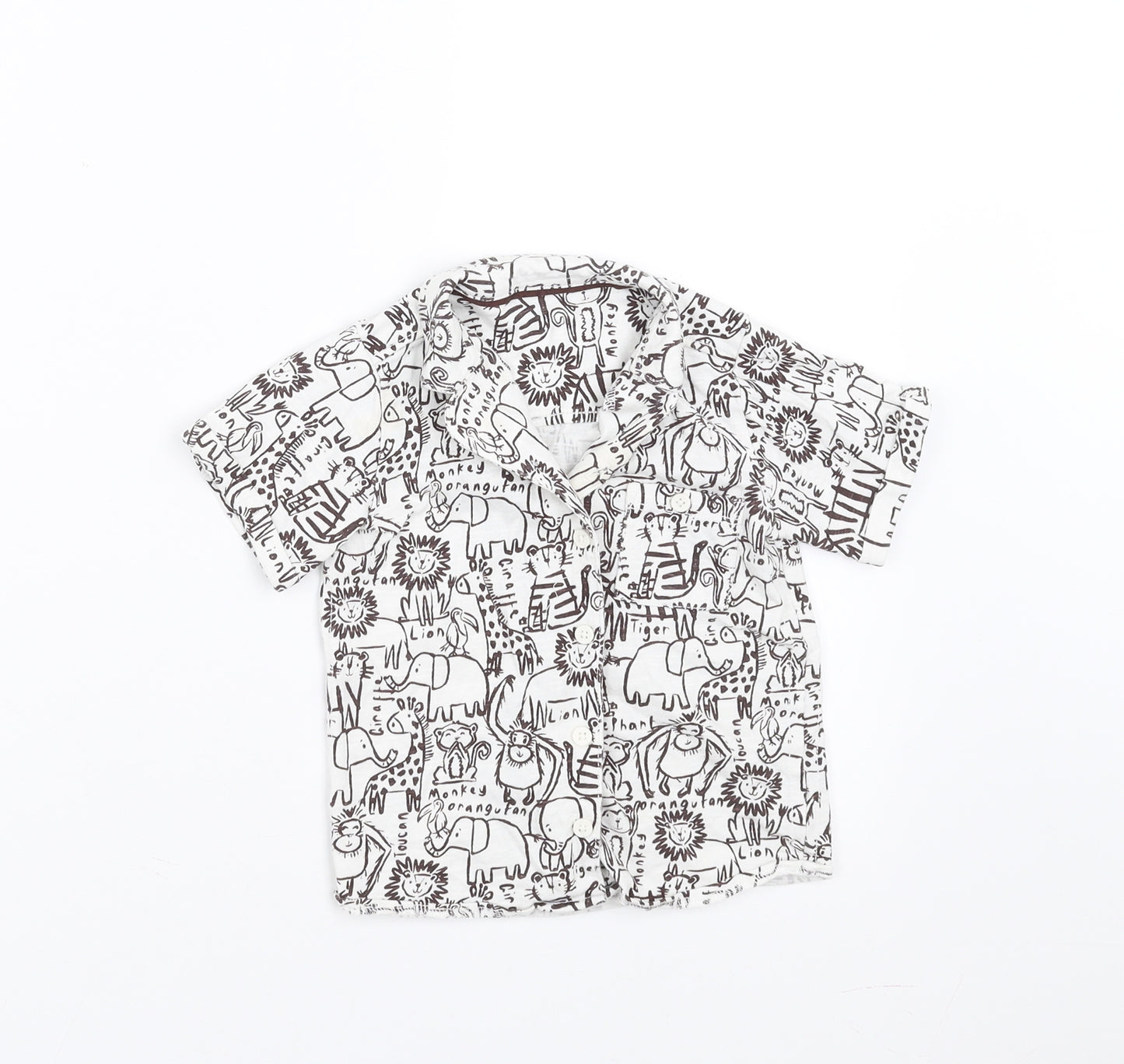 George Baby White   Basic Button-Up Size 9-12 Months  - Elephant Print